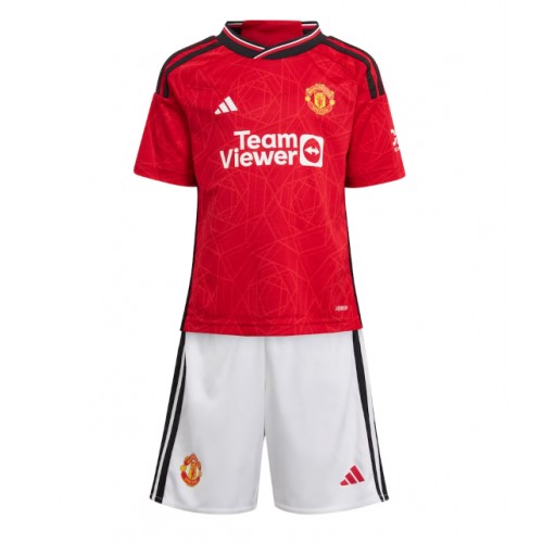 Fotballdrakt Barn Manchester United Hjemmedraktsett 2023-24 Kortermet (+ Korte bukser)